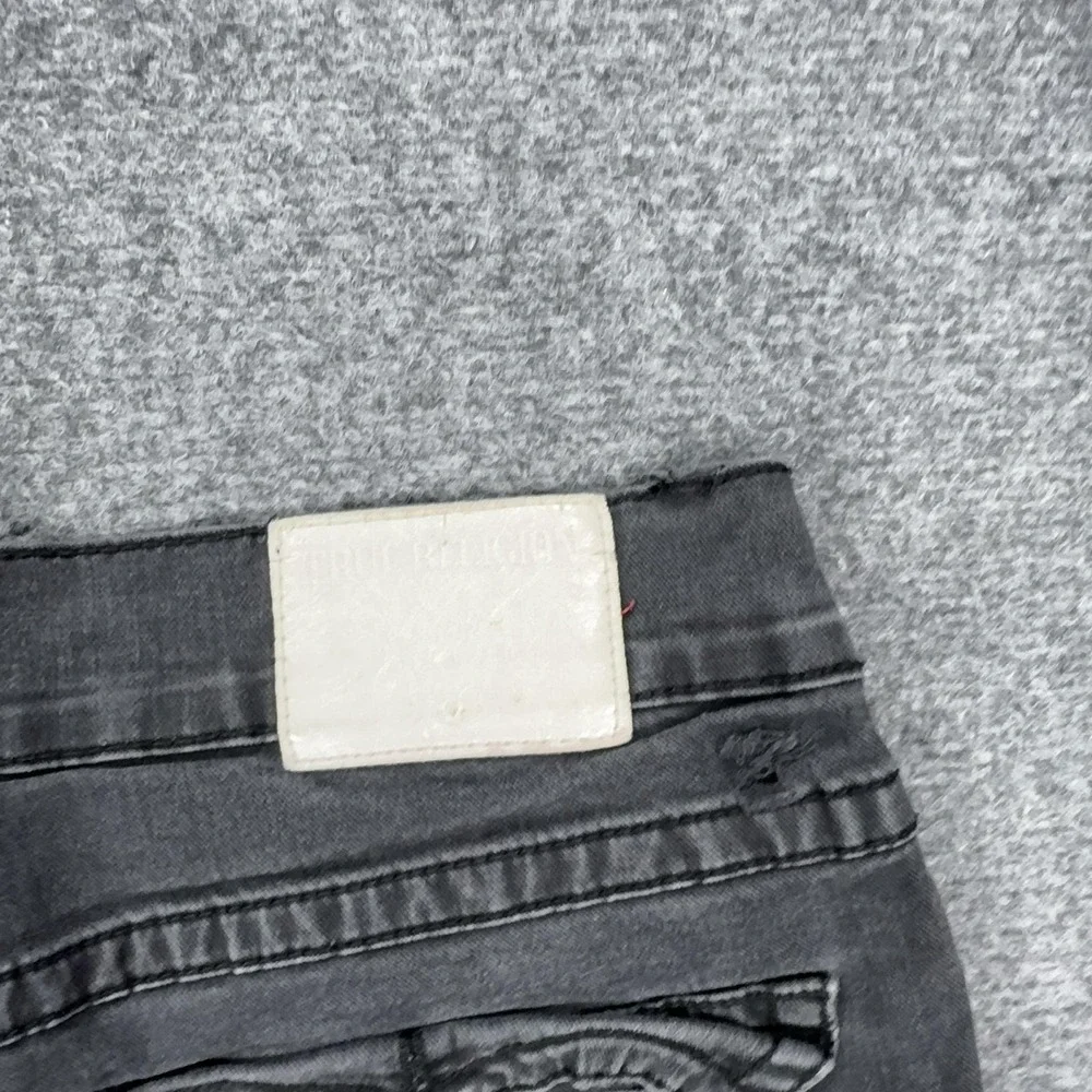 True Religion Geno Flap Relaxed Slim Jeans Mens 34x32 Black Distressed Denim